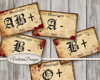 Halloween Blood Type Labels, Halloween Printable, Apothecary Labels, Halloween Gift, Potion Jars Labels, Halloween Bottle Labels 001446