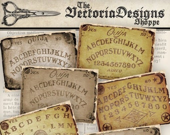 Mini Ouija images occult printable paper crafting diy hobby scrapbook scrapbooking instant download digital collage sheet - 000839