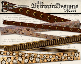 Steampunk Borders Printable Paper Crafting Scrapbook Scrapbooking Mixed Media instant download Digital Collage Sheet - 001134