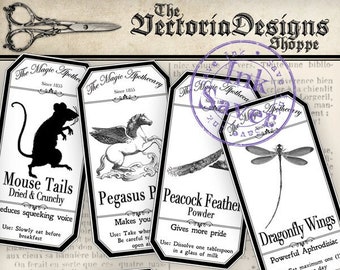 Set Of 15 Digital Apothecary Labels, Halloween Printable Sheets, Halloween Crafting Games, Witchy Scrapbooking, Halloween Download 000906