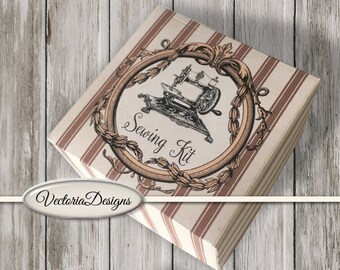 Mini Sewing Kit printable DIY gift handmade gift diy kit organizing instant download digital collage sheet - 001452