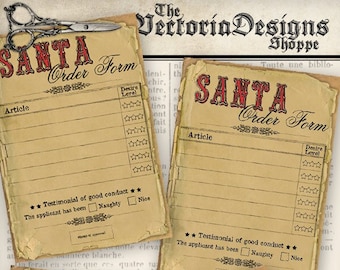 Christmas Printable, Vintage Christmas Craft, Christmas List, Christmas Order Form, Santa Wish List, Christmas Graphics, Xmas 000986