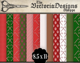 Christmas Paper Pack printable paper crafting scrapbooking background 8.5 x 11 inch instant download digital collage sheet - VDPACH0987