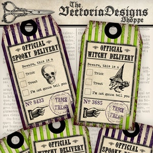 Halloween Gift Tags, Halloween Delivery Labels, Halloween Printable, Scrapbook Halloween, Halloween Party Decoration, Halloween Craft 000830 image 1