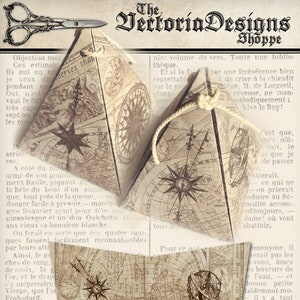 Maps and Compass Steampunk pyramid box vintage printable images digital collage sheet 000400