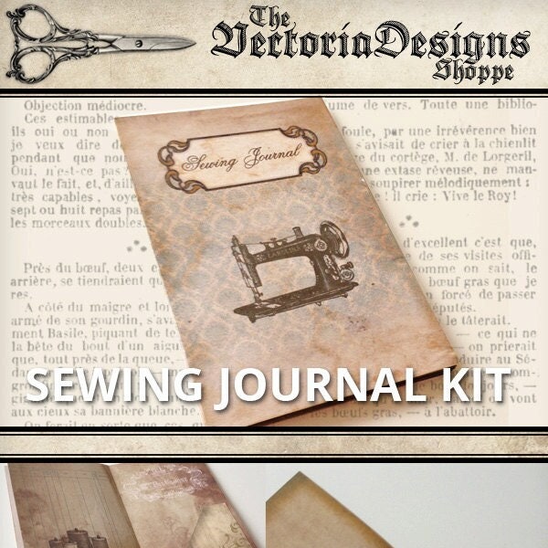 Sewing Journal Kit, Printable Junk Journal, Vintage Journal Pages, Digital Sewing Journal, Digital Paper Craft, Scrapbook Journal 001294