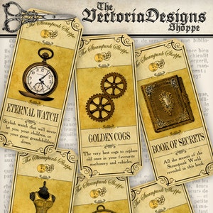 Steampunk Shoppe Labels Printable Apothecary Labels paper crafting hobby scrapbooking instant download digital collage sheet 001114 image 1