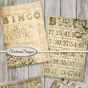 Grunge Bingo Cards 3.5 x 5 inch printable paper crafting diy journal instant download digital download digital collage sheet - 001488