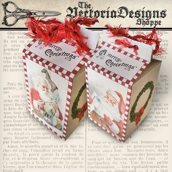 Boîte de Noël imprimable, boîte de lait de Noël, décoration de guirlande de Noël, boîte de papier de Noël numérique, décor de vacances, boîte-cadeau de Noël 001206