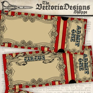 Circus Invitation Tickets, Circus Party Tickets, Vintage Circus Tickets, Instant Download, Circus Gift, Tickets Design, Digital Paper 001020