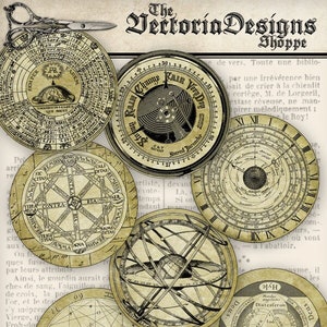 Ancient Science and Alchemy Circles 2.5 inch printable paper crafting instant download digital collage sheet - 001207