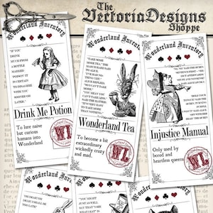 Alice in Wonderland Inventory Labels - printable / save ink - 000872