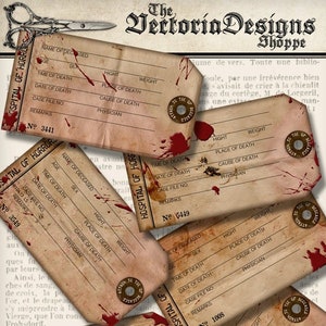 Halloween Toe Tags printable decor horror props decoration paper craft hobby crafting instant download digital collage sheet - 001244