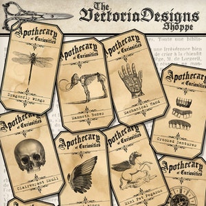 Apothecary Jars, Curiosities Labels, Apothecary Labels, Halloween Decoration, Labels For Bottles, Halloween Prints,Scientist Gift 001372