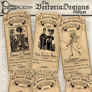 Halloween Apothecary Labels, Printable Halloween Decoration, Halloween Scrapbook, Halloween Crafting Labels, Decorative Paper Instant 000381
