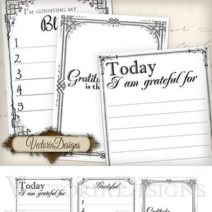 Gratitude Journal Printable, Journal Cards, Digital Journal Cards, Junk Journal, Scrapbook Journal, Journaling Spots, Gratitude Cards 000524