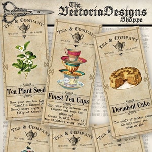 Tea Apothecary Labels tea shop party printable hobby crafting scrapbooking instant download digital collage sheet 000922 image 1