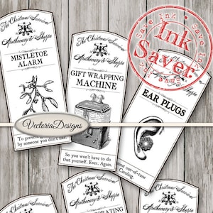 Christmas Apothecary Labels, Christmas Printables, Digital Scrapbooking, White Christmas Labels, Xmas Labels, Bottle Labels 001570