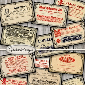 Poison Labels, Halloween Prints, Pharmacy Labels, Halloween Apothecary, Potion Labels, Halloween Decorations, Gothic Labels 001177