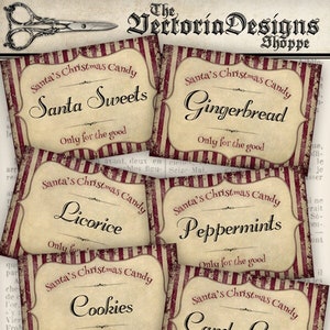 Christmas Labels, Christmas Candy Labels, Candy Cane Labels, Christmas Printables, Christmas Decoration, Digital Labels, Santa  000545