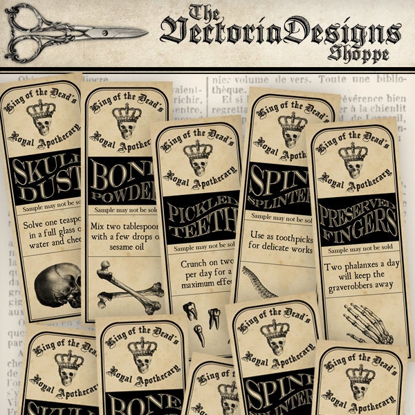 Test Tube Labels, Halloween Labels, Halloween Background Stamps, Potion Labels, Apothecary Labels, Halloween Scrapbooking, Digital 000472