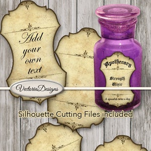 Blank Apothecary Labels printable blank silhouette cutting files add text digital download apothecary jars instant digital - 001466