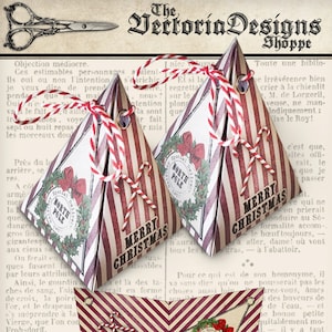Christmas Box, Pyramid Box, Printable Christmas Favors, Christmas Decoration, Christmas Pyramid, Christmas Box Template, DIY Gift Box 001254
