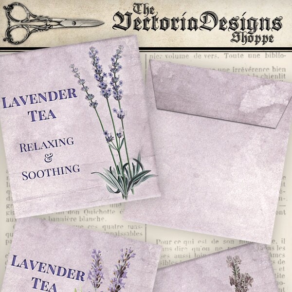 Lavender Tea Bag Envelopes Printable Tea Envelopes Tea Party Tea Envelopes Lavender Flavour Printable - 001049