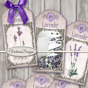Lavender Tags, Digital Paper Tags, Lavender Labels, Lavender Gift, Lavender Printable, Shabby Elegant Decor, Scrapbook Paper Art 001500