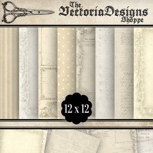 Beige Paper Pack 12 x 12 inch crafting scrapbooking junk journal pages instant download printable digital paper digital sheet - 001090