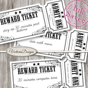 Reward Tickets for Kids Printable kids rewards diy good behaviour attitude parenting digital collage sheet instant download - 001475