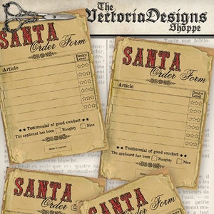 Christmas Printable, Vintage Christmas Craft, Christmas List, Christmas Order Form, Santa Wish List, Christmas Graphics, Xmas 000986