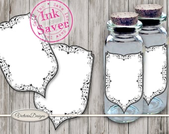 Blank Apothecary Labels printable blank digital download apothecary jars ink saver craft instant download digital collage sheet - VDAPVI1527