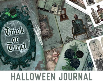 Halloween Journal Kit, Halloween Decoration, Halloween Paper Pack, Junk Journal Printable, Scrapbooking Halloween, Gothic Journal 001997