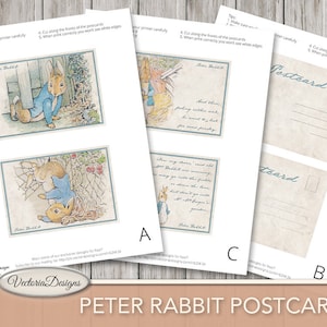 Peter Rabbit Postcards, Printable Postcards, Beatrix Potter Digital, Party Supplies, Digital Peter Rabbit Gift Tags, Scrapbook Sheet 001717 image 5