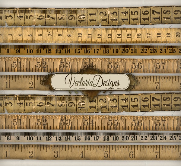 Vintage Tape Measure, Old Tape Measure, Digital Collage Sheets