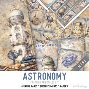 Astronomy Junk Journal Kit MINI, Astronomy Crafting Printables Kit Science Astronomy Embellishments Printable Paper Craft Kit Craft - 003259