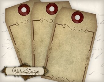 Blank Steampunk Tags - printable / add your own text - 000572