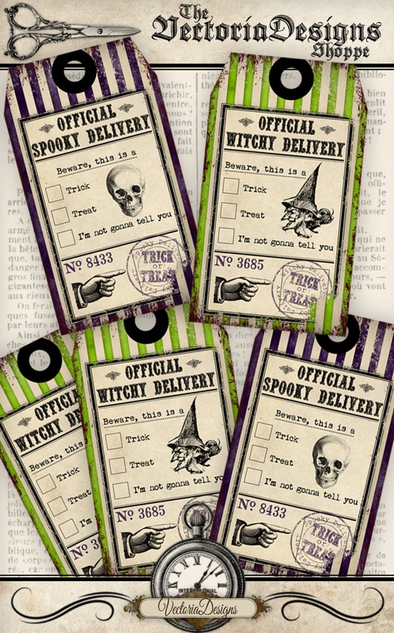 Halloween Gift Tags, Halloween Delivery Labels, Halloween Printable, Scrapbook Halloween, Halloween Party Decoration, Halloween Craft 000830 image 1