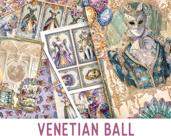 Venetian Ball Junk Journal Kit (Standard) - Printable Pages, Papers and Embellishments for Crafting - 003229
