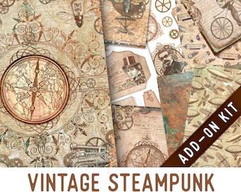 Vintage Steampunk Junk Journal Kit ADD-ON, Printable Junk Journal Pages Printable Junk Journal Kit Craft kits Vintage Junk Journal 003313