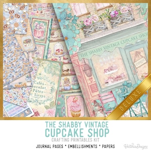 Cupcake Junk Journal Kit Shabby Vintage Cupcake Shop DELUXE Crafting Printables Kit Printable Junk Journal Kit Shabby Scrapbooking 002571