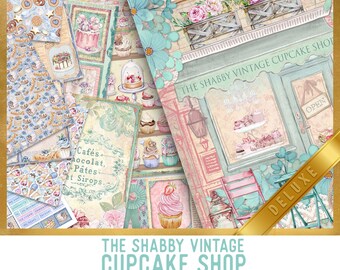 Cupcake Junk Journal Kit Shabby Vintage Cupcake Shop DELUXE Crafting Printables Kit Printable Junk Journal Kit Shabby Scrapbooking 002571