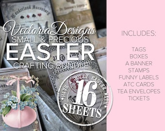 Easter Printables, Easter Crafting Bundle, Easter Tags, Easter Box, Printable Easter Kit, Easter Banner, Easter Digital Art 001744