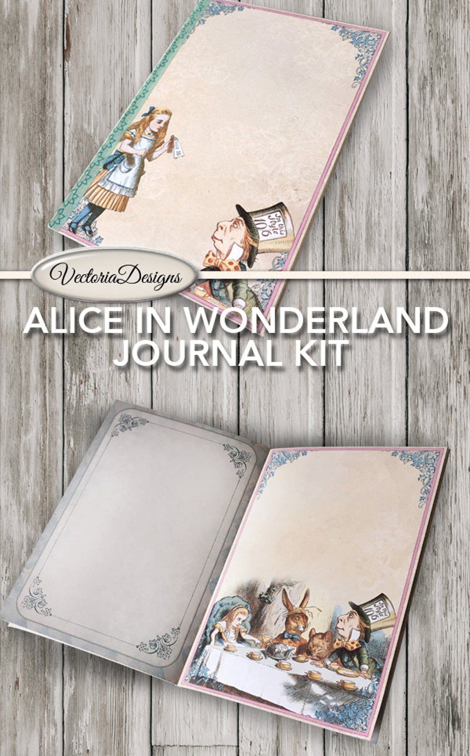 Alice in Wonderland Journal, Junk Journal Kit, Digital Journal, Book ...