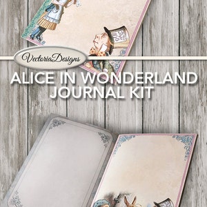 Alice In Wonderland Journal, Junk Journal Kit, Digital Journal, Book Journal, Instant Download, Fantasy Journal Kit, Printable Kit 001443 image 2