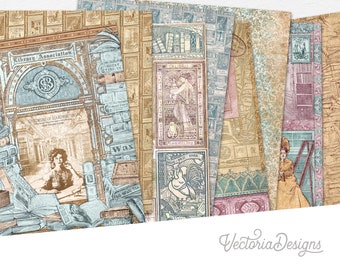 Library Dreams Paper Pack, Books Paper Pack, Digital Paper, Printable Paper Pack, Crafting Paper, Printable Papers, Journal Craft - 002769