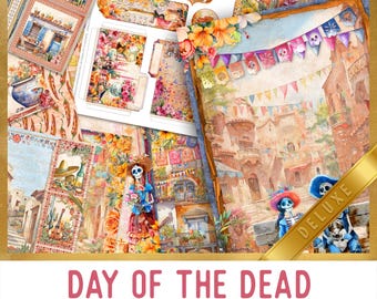 Day of the Dead DELUXE Junk Journal Kit, Day of the Dead Crafting Printables Embellishments Mexico Printable Paper Junk Journal 003533