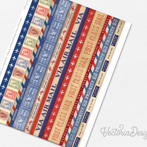 Postage Strips Strips, Letter Embellishments, Scrapbooking Embellishments, Journal Embellishments, Junk Journal Ephemera, Scrapbook 002966 image 2