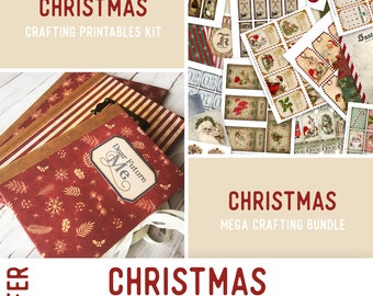 Christmas offer, Christmas crafts, Printable Papers, Christmas Junk Journal Kit, Christmas Craft Kits - 002795